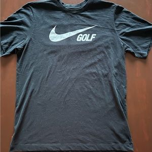 Nike Golf Large Swoosh Logo Black and White Dri Fit Tee Medium